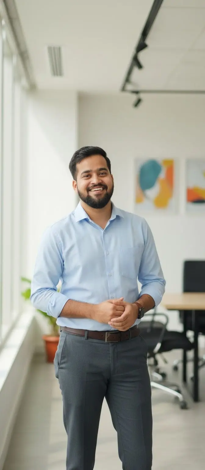 Woman Sitting behind Laptop Smiling